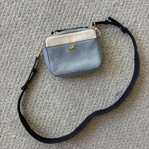 Michael Kors Mini Guitar Strap Crossbody - Blue Colorblock Leather